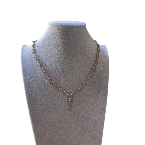 Marquise Leaf V-Shape Rhinestone Choker Necklace Y2K - Picture 2 of 7